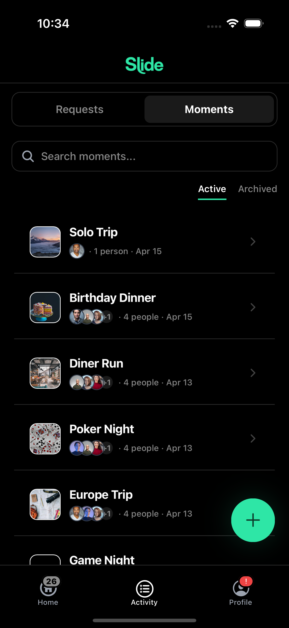 Moments — a shared tab for every night out or trip