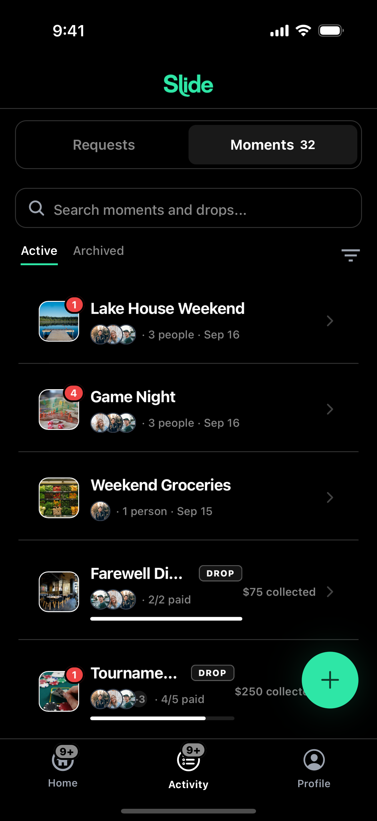 Your moments and drops, every trip and night out in one place