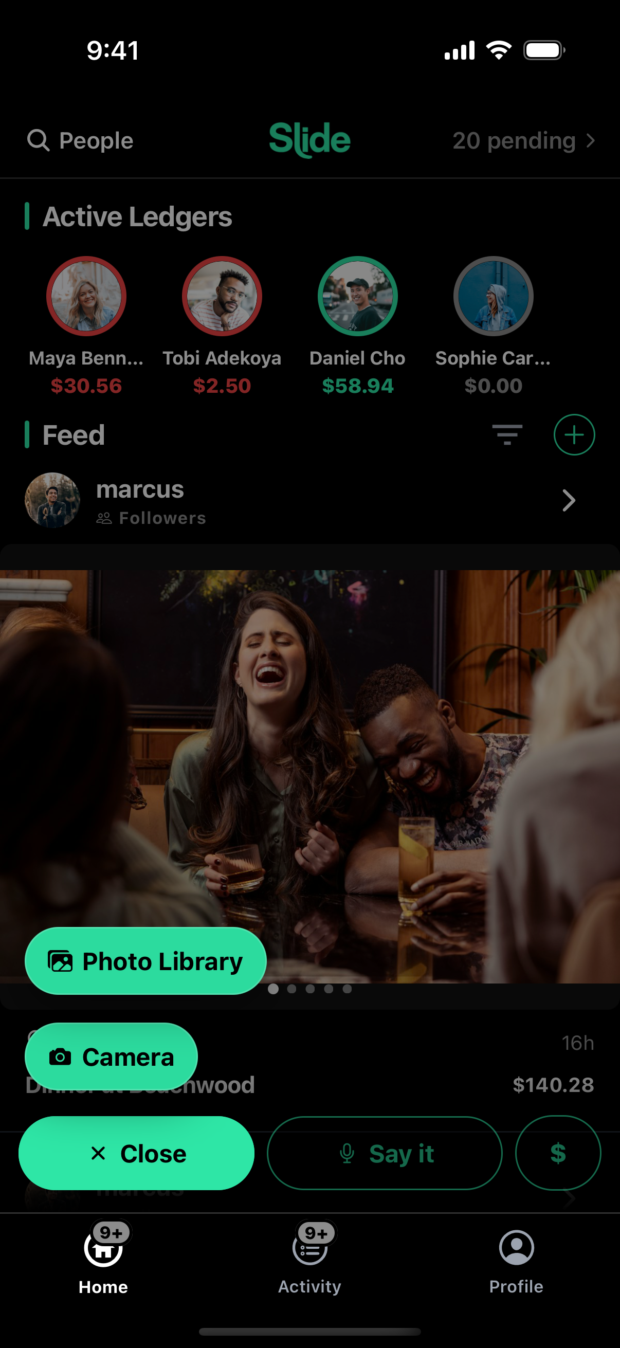 Snap it: picker open over the home screen