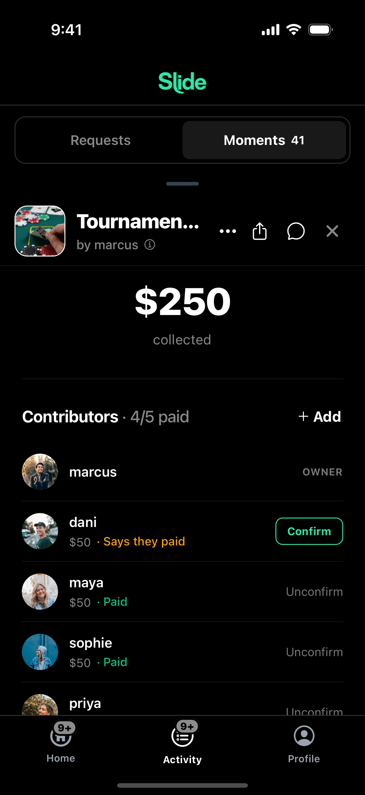 A Drop collecting money: who has chipped in and how much is in